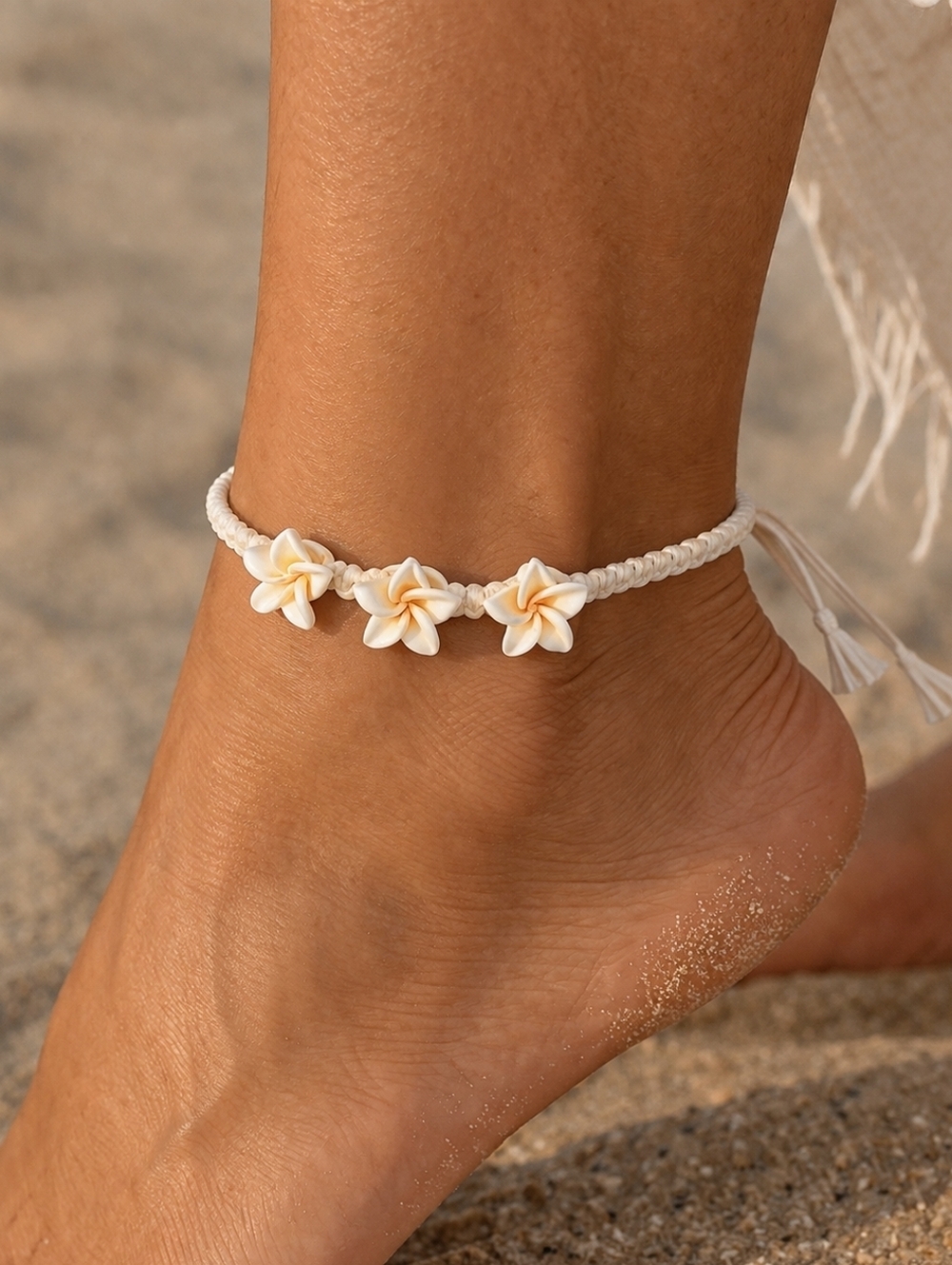 5/$25 Tropical Floral Macrame Anklet